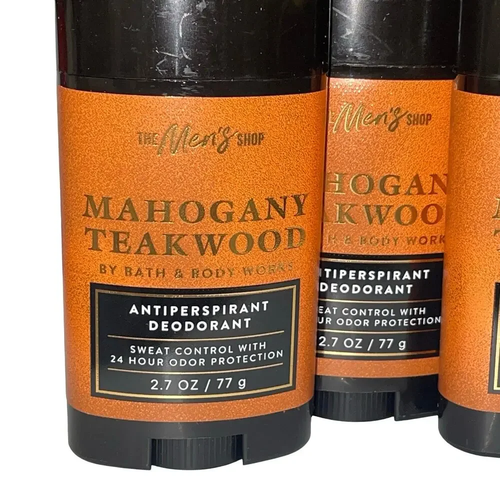 Lot of 3 Bath Body Works Mahogany Teakwood Antiperspirant Deodorant Men BBW New